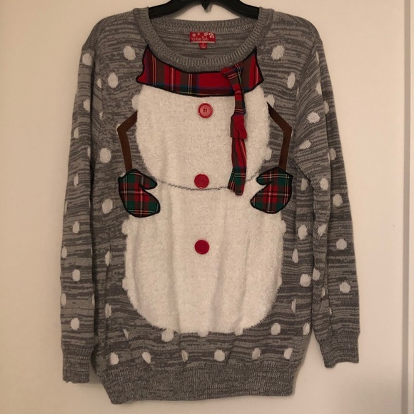 To be jolly snowman plaid polka dot ugly Christmas sweater - Picture 3 of 3